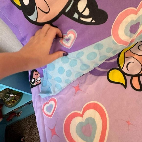 FULL SIZE POWERPUFF GIRLS FLAT SHEET AND PILLOW CASE - Picture 7 of 11
